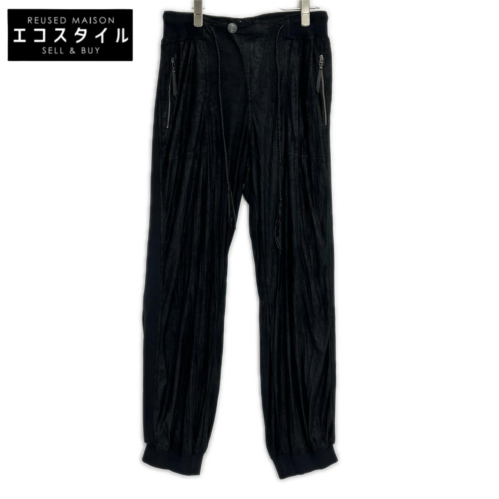 14th Addiction black faux-leather concho-button fringe rib pants bottoms