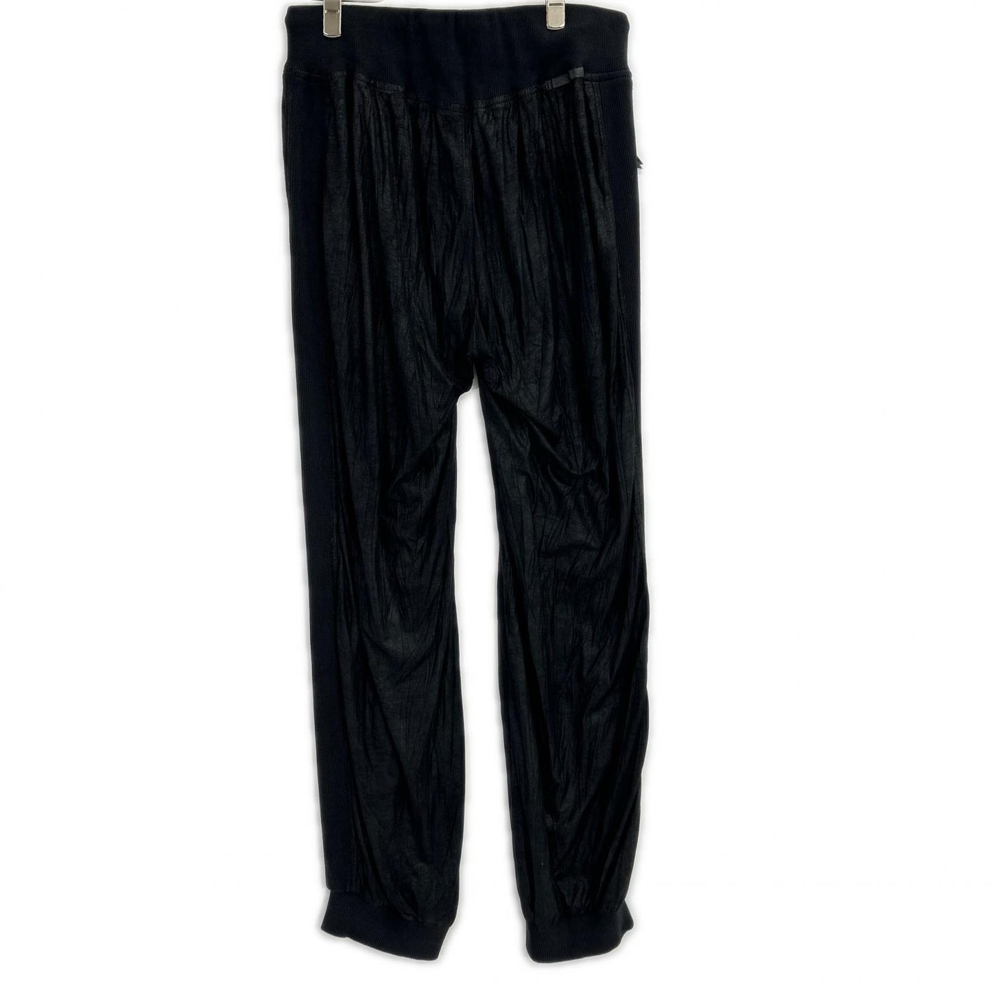 14th Addiction black faux-leather concho-button fringe rib pants bottoms