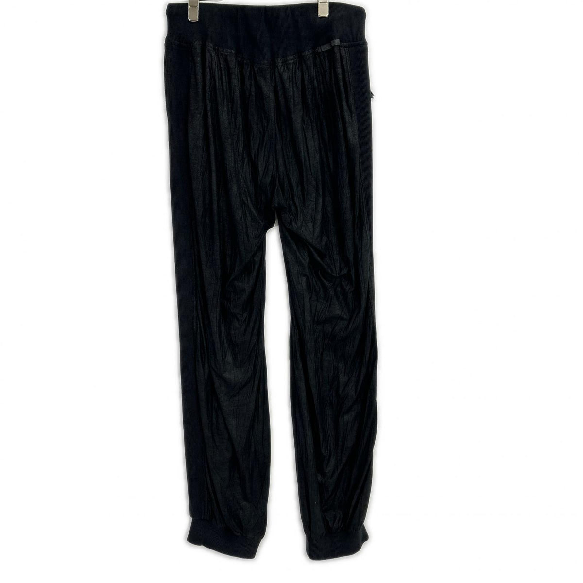 14th Addiction black faux-leather concho-button fringe rib pants bottoms