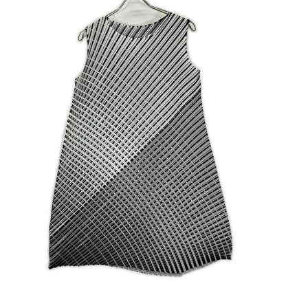 PLEATS PLEASE プリーツプリーズ グレー PP71-JH556 斜めプリーツ グラデーション ワンピース ワンピース