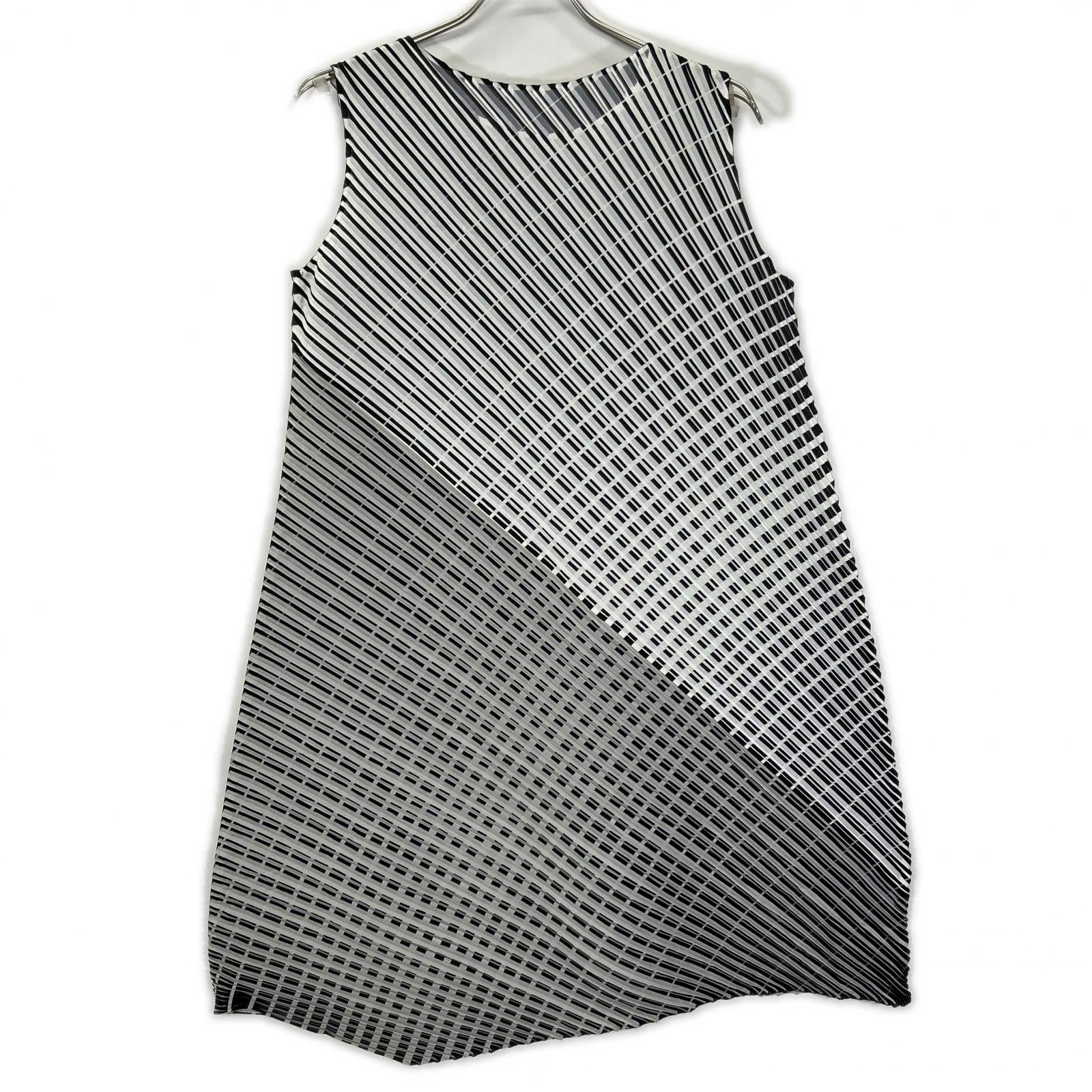 PLEATS PLEASE プリーツプリーズ グレー PP71-JH556 斜めプリーツ グラデーション ワンピース ワンピース