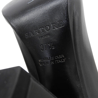 SARTORE サルトル 美品 ヒール ロングブーツ シューズ レディース レザー ブラック 37 1/2 SR1858 シューズ