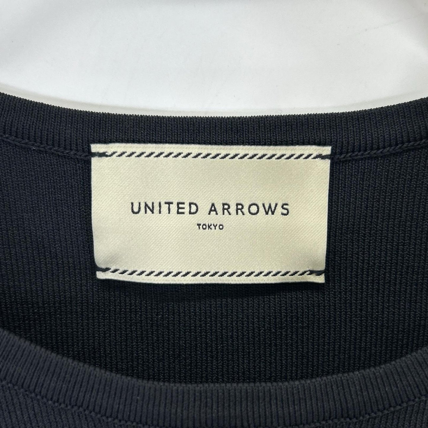 UNITED ARROWS ユナイテッドアローズ 1518-183-1775 ブラック×ホワイト ジャカードパフスリーブ ニットトップス トップス