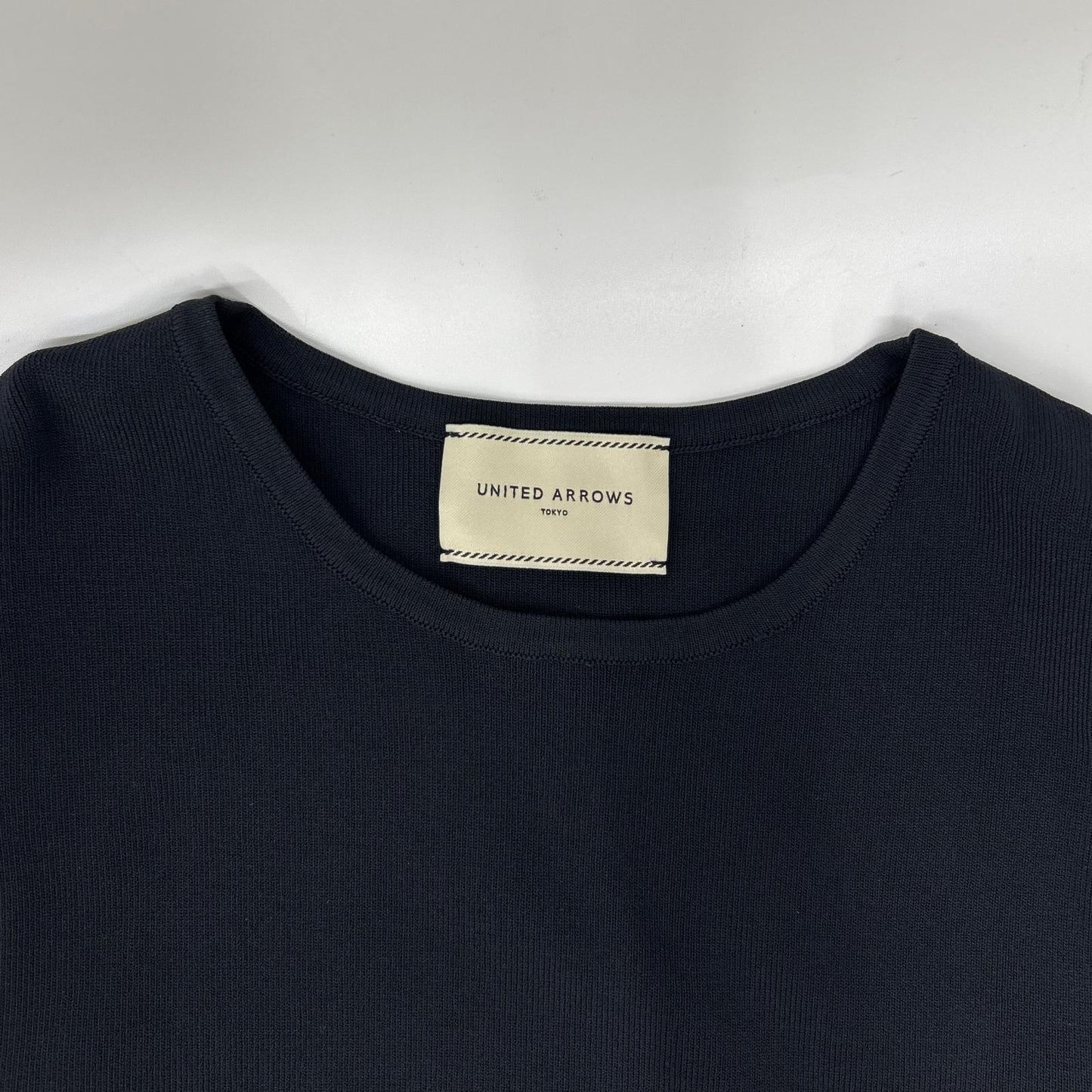 UNITED ARROWS ユナイテッドアローズ 1518-183-1775 ブラック×ホワイト ジャカードパフスリーブ ニットトップス トップス