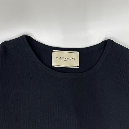 UNITED ARROWS ユナイテッドアローズ 1518-183-1775 ブラック×ホワイト ジャカードパフスリーブ ニットトップス トップス