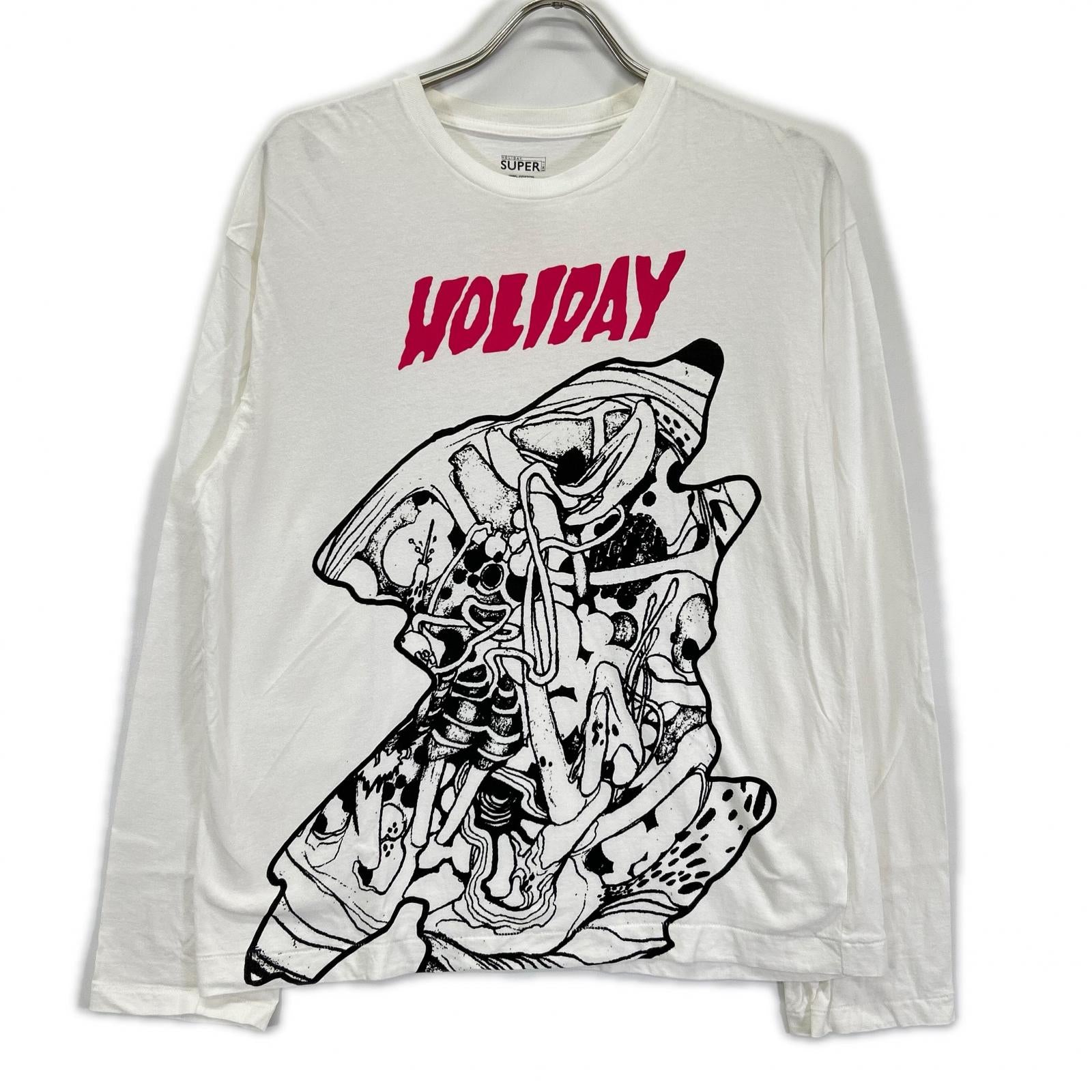 HOLIDAY ホリデー 23201106 ホワイト イラストプリント 長袖Tシャツ トップス