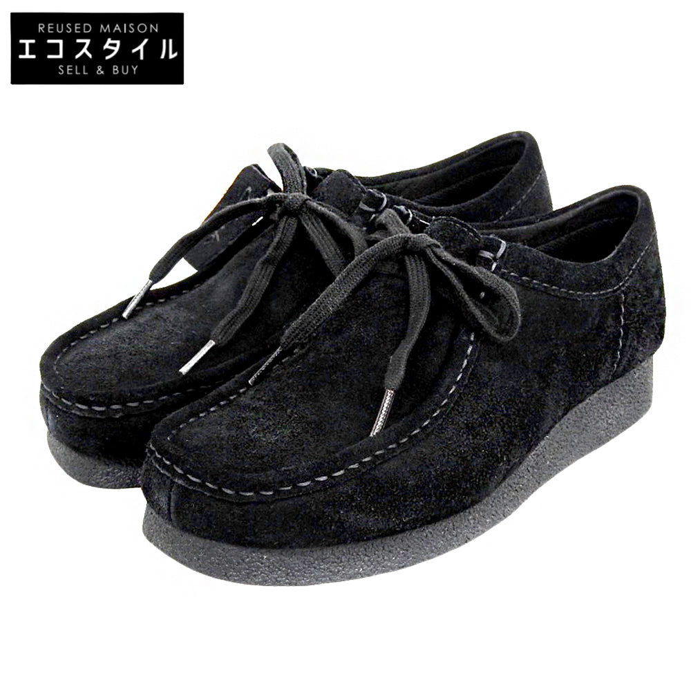 Clarks クラークス 新品同様 スエード ワラビー シューズ レディース 黒 ブラック 24cm 261778337 シューズ