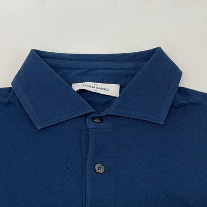GRAN SASSO グランサッソ ブルー 24P 60103 81401 70双糸 コットン 鹿の子 ポロシャツ トップス