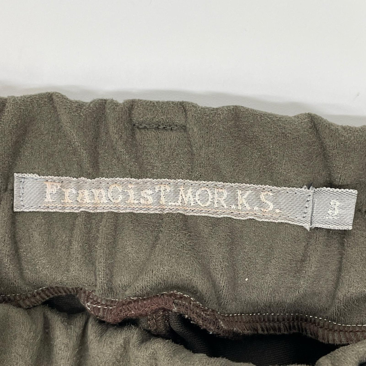 FranCisT_MOR.K.S. FrancisT_MOR.K.S. MB3107 Olive High-Tension Angel Suede Sarouel Wide-Leg Pants Bottoms