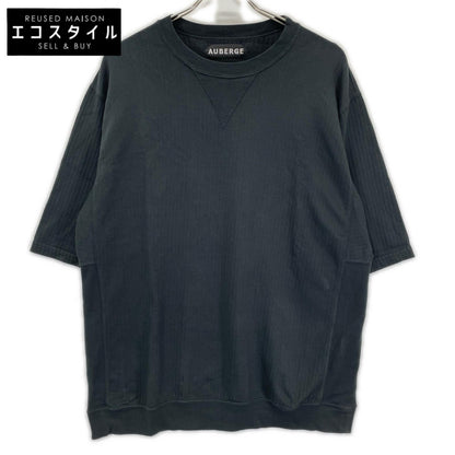 AUBERGE オーベルジュ グリーン Vガゼット コットン ストライプ Tシャツ トップス