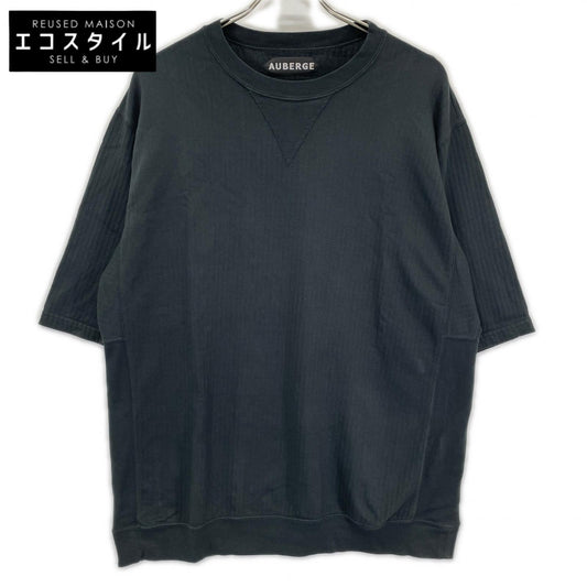 AUBERGE オーベルジュ グリーン Vガゼット コットン ストライプ Tシャツ トップス