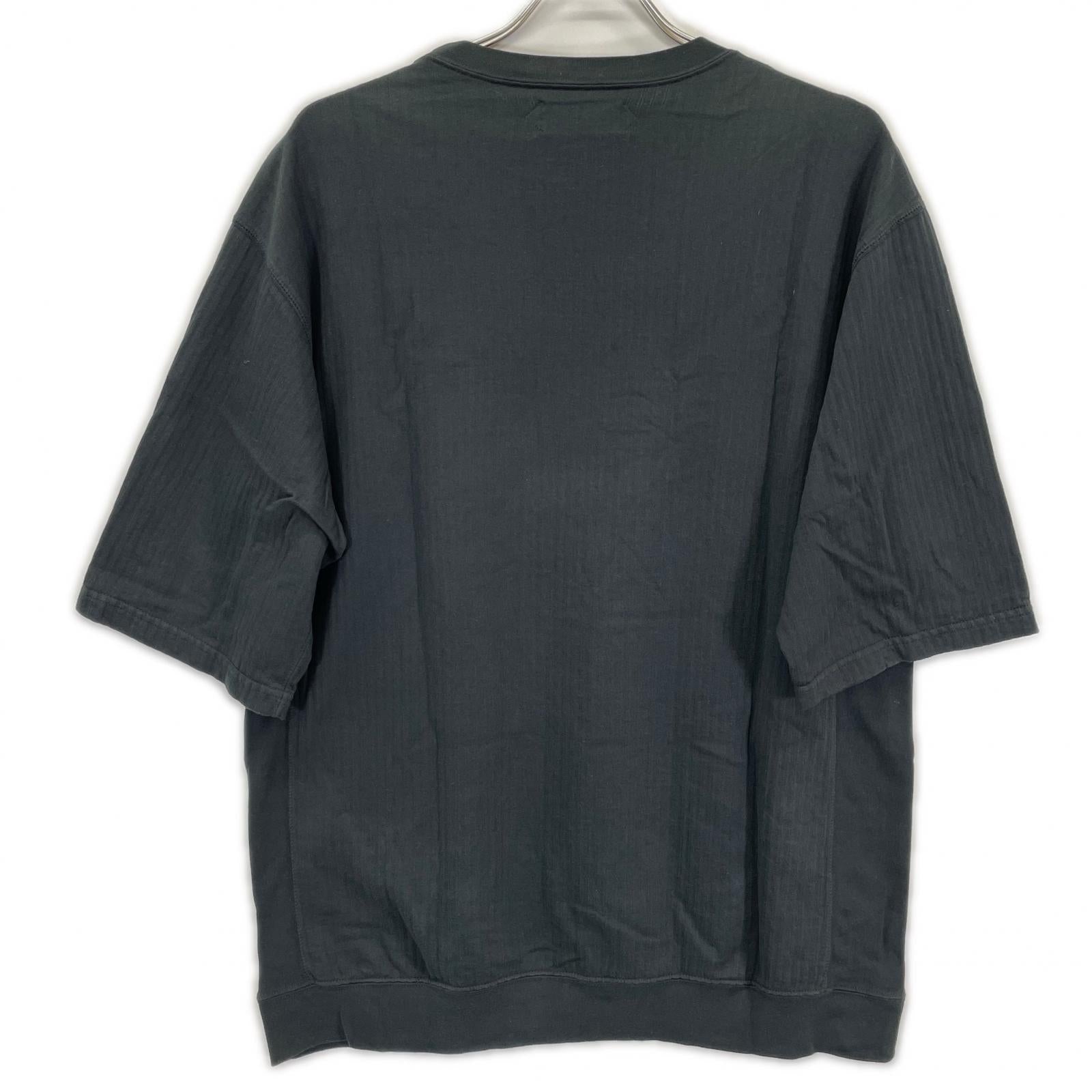 AUBERGE オーベルジュ グリーン Vガゼット コットン ストライプ Tシャツ トップス