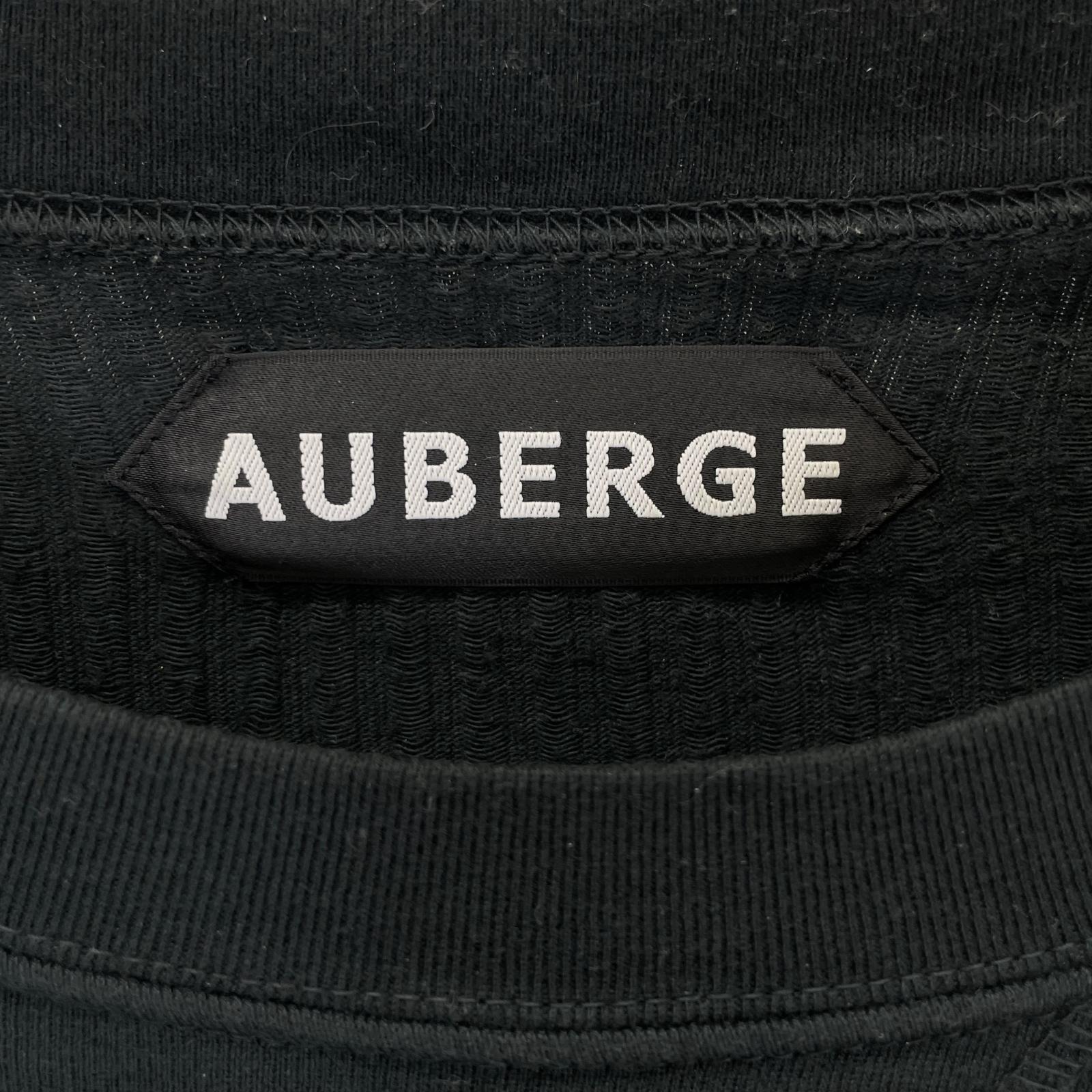 AUBERGE オーベルジュ グリーン Vガゼット コットン ストライプ Tシャツ トップス