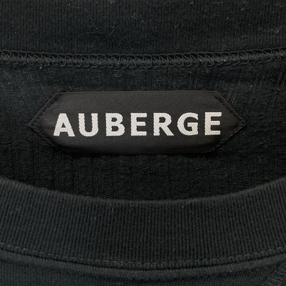 AUBERGE オーベルジュ グリーン Vガゼット コットン ストライプ Tシャツ トップス