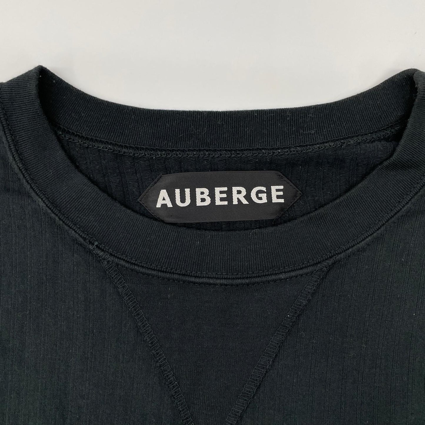 AUBERGE オーベルジュ グリーン Vガゼット コットン ストライプ Tシャツ トップス