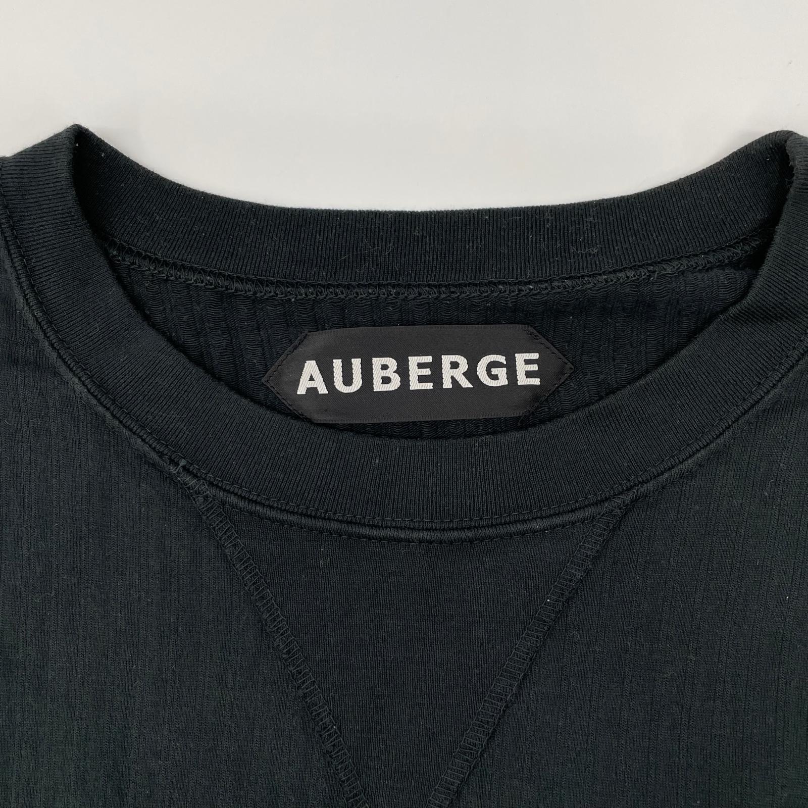 AUBERGE オーベルジュ グリーン Vガゼット コットン ストライプ Tシャツ トップス