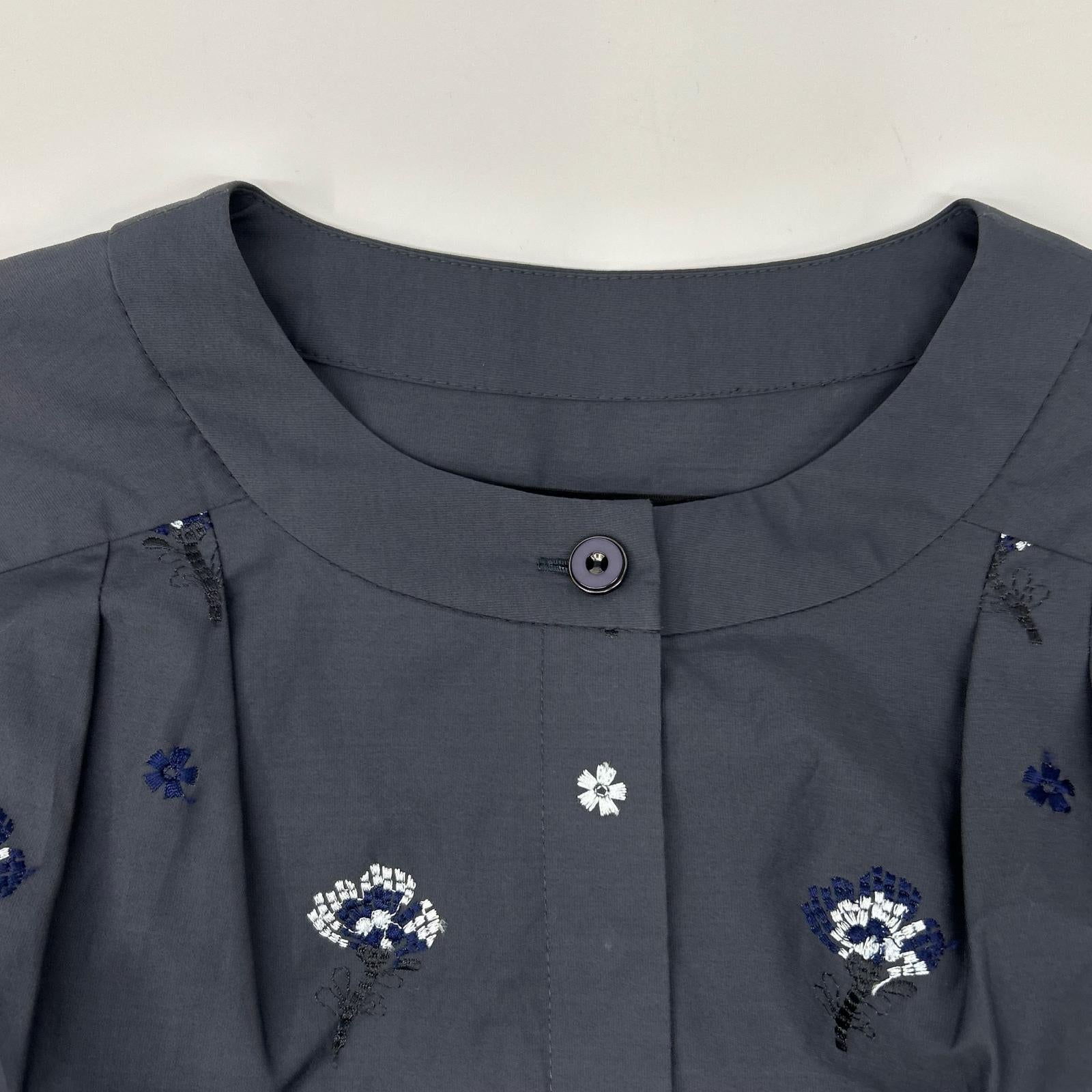 SunaUna スーナウーナ 545-56018 ブルーグレー コットン混 フラワー刺繍 ワンピース ワンピース
