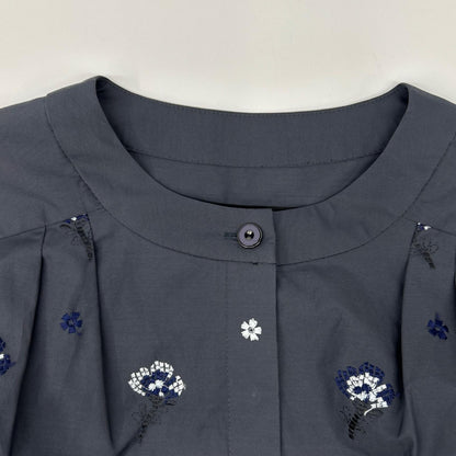 SunaUna スーナウーナ 545-56018 ブルーグレー コットン混 フラワー刺繍 ワンピース ワンピース