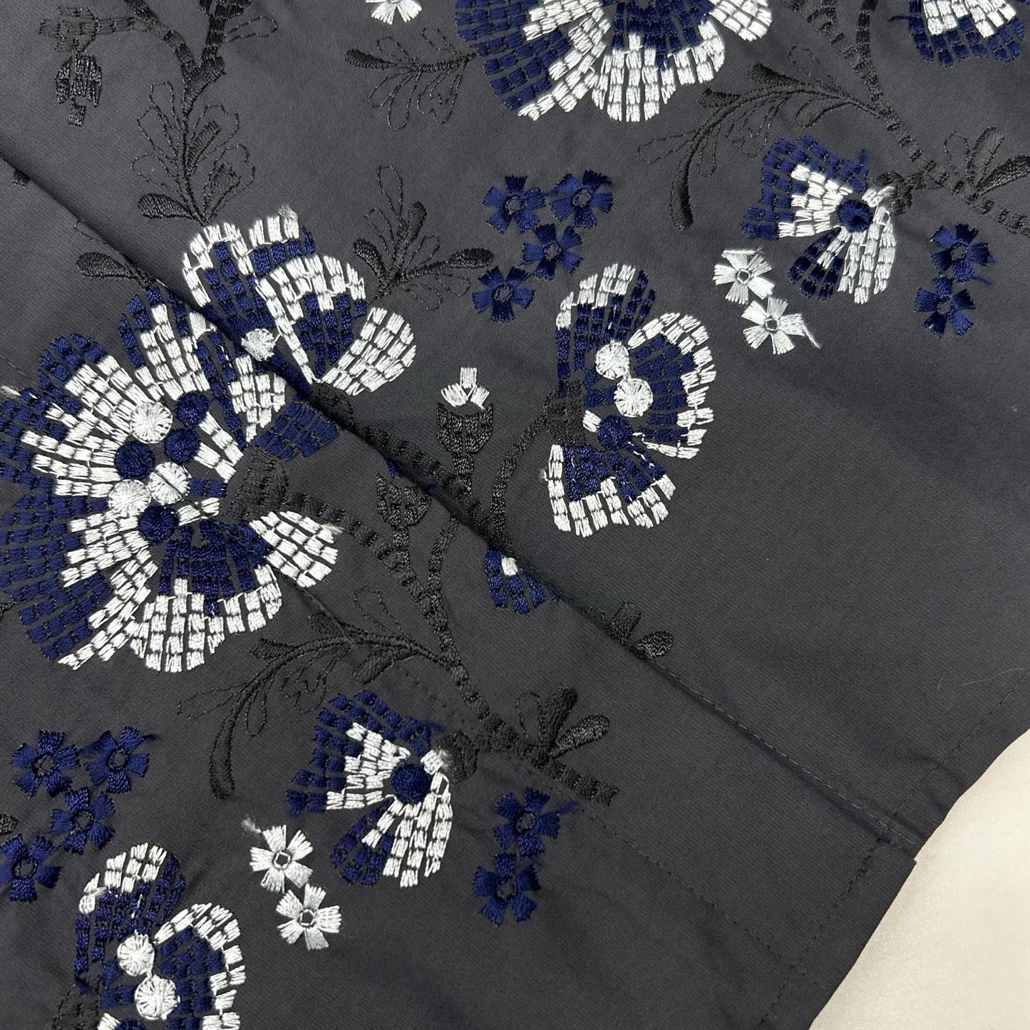 SunaUna スーナウーナ 545-56018 ブルーグレー コットン混 フラワー刺繍 ワンピース ワンピース
