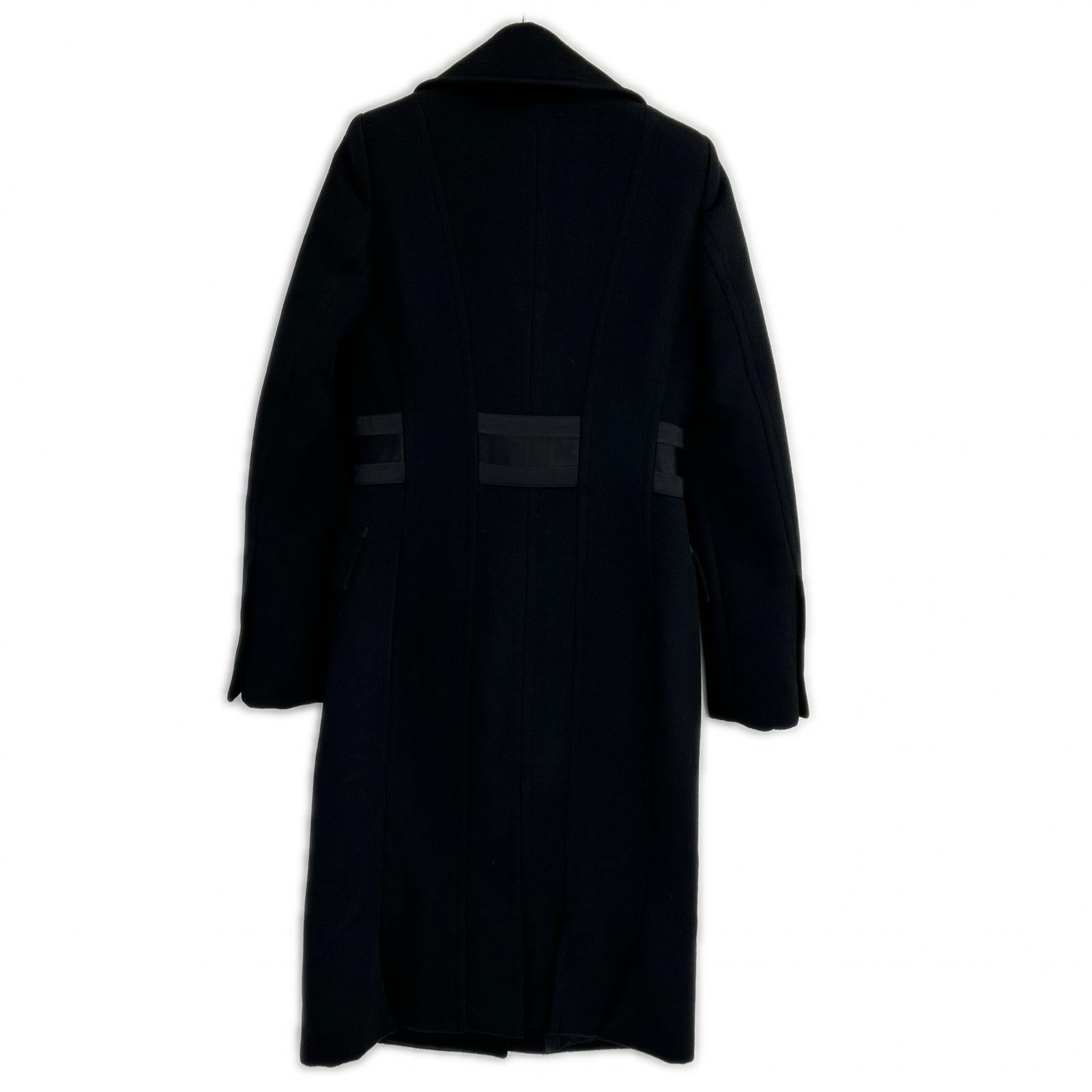 GUCCI グッチ 135203 Z1053 ブラック ウールアンゴラ 切り替えデザイン ロングコート コート