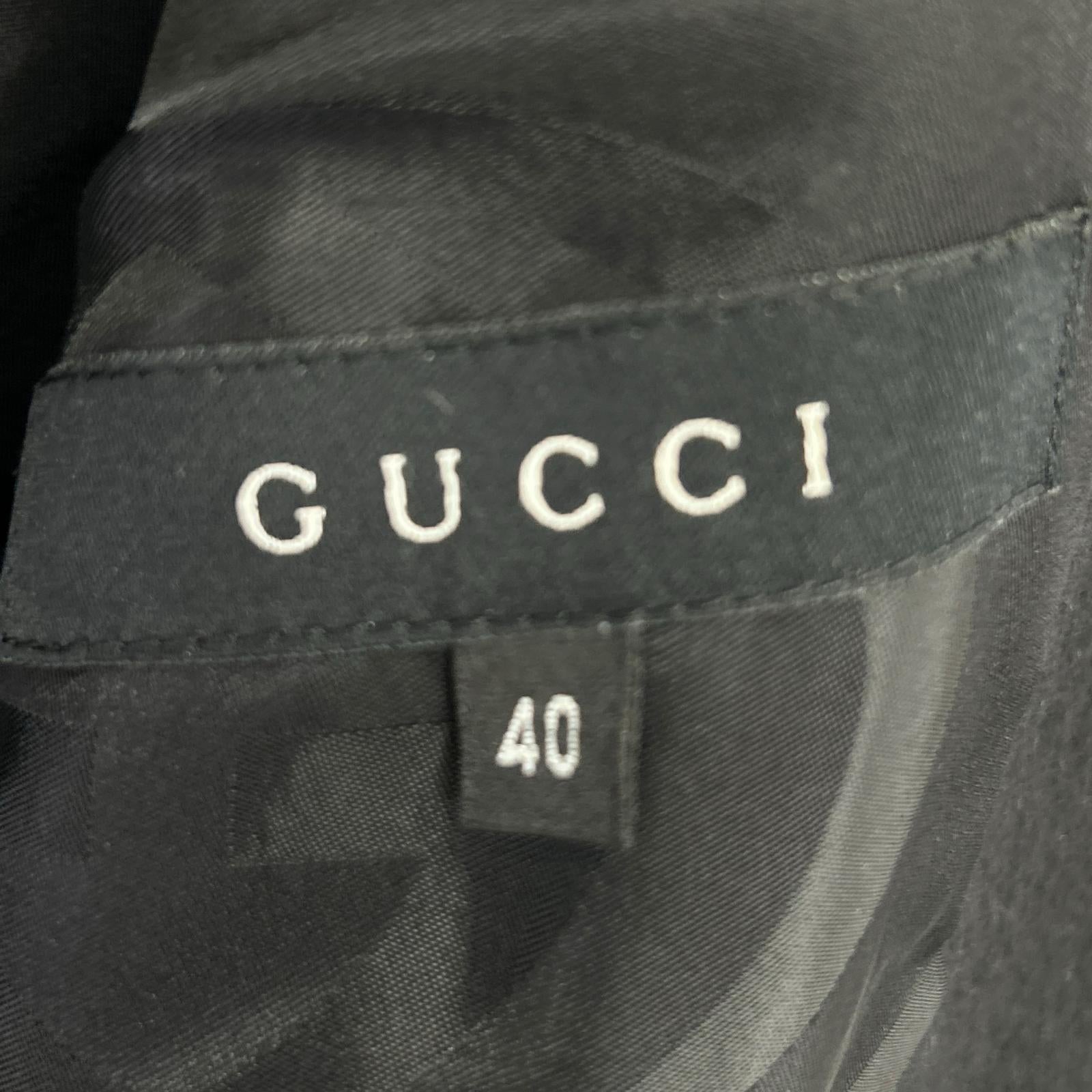 GUCCI グッチ 135203 Z1053 ブラック ウールアンゴラ 切り替えデザイン ロングコート コート
