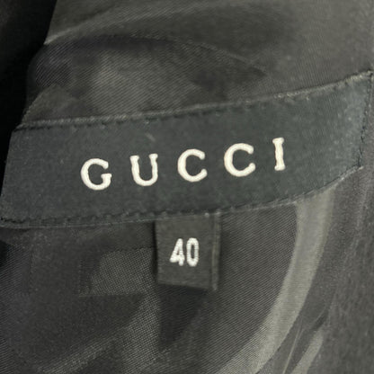 GUCCI グッチ 135203 Z1053 ブラック ウールアンゴラ 切り替えデザイン ロングコート コート