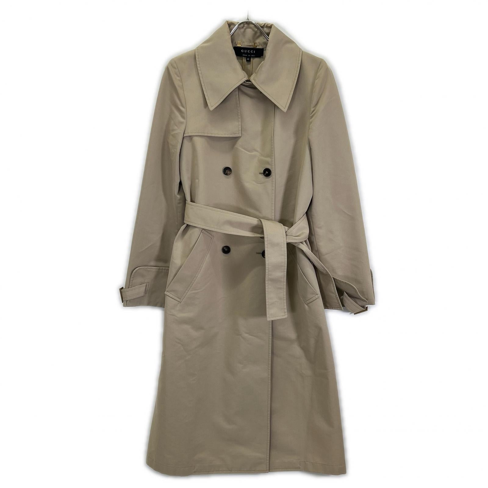 GUCCI グッチ 118107 ZF073 トム・フォード期 アイボリー ベルテッド ロングトレンチコート コート