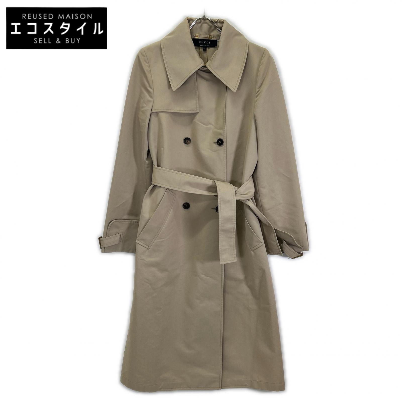 GUCCI グッチ 118107 ZF073 トム・フォード期 アイボリー ベルテッド ロングトレンチコート コート