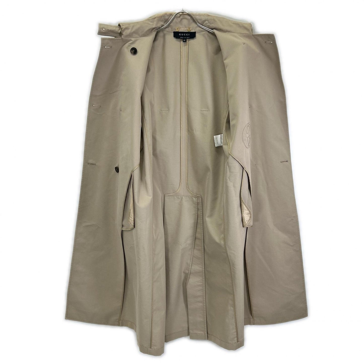 GUCCI グッチ 118107 ZF073 トム・フォード期 アイボリー ベルテッド ロングトレンチコート コート