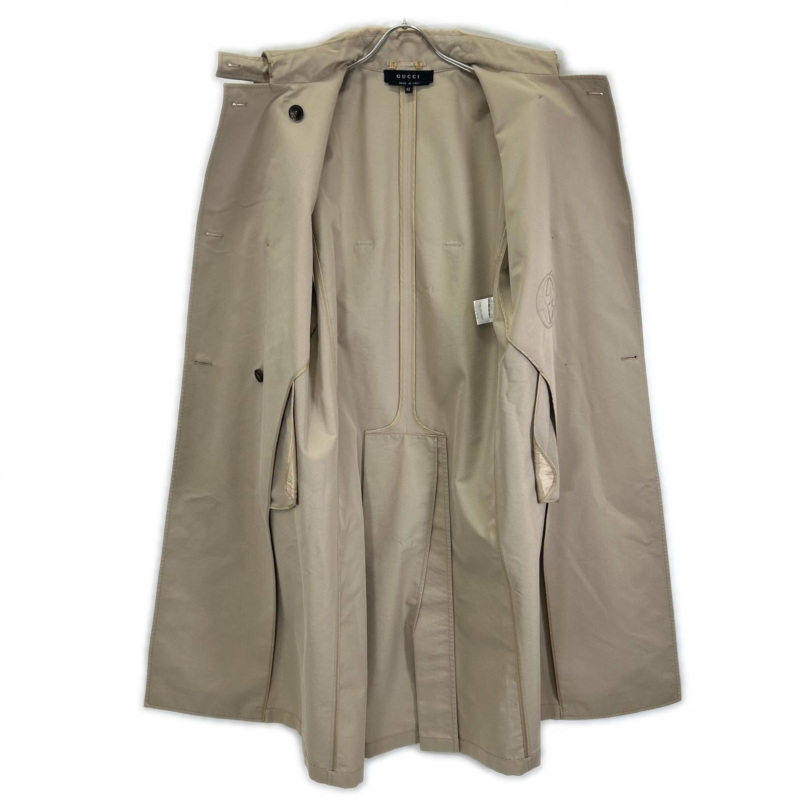 GUCCI グッチ 118107 ZF073 トム・フォード期 アイボリー ベルテッド ロングトレンチコート コート
