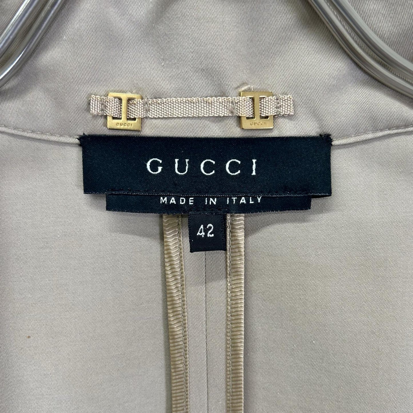 GUCCI グッチ 118107 ZF073 トム・フォード期 アイボリー ベルテッド ロングトレンチコート コート
