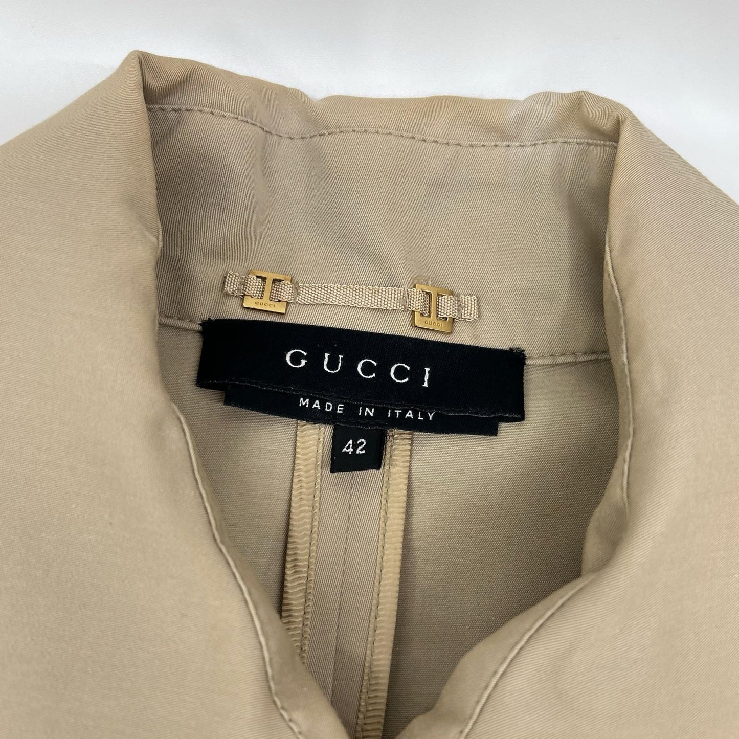 GUCCI グッチ 118107 ZF073 トム・フォード期 アイボリー ベルテッド ロングトレンチコート コート
