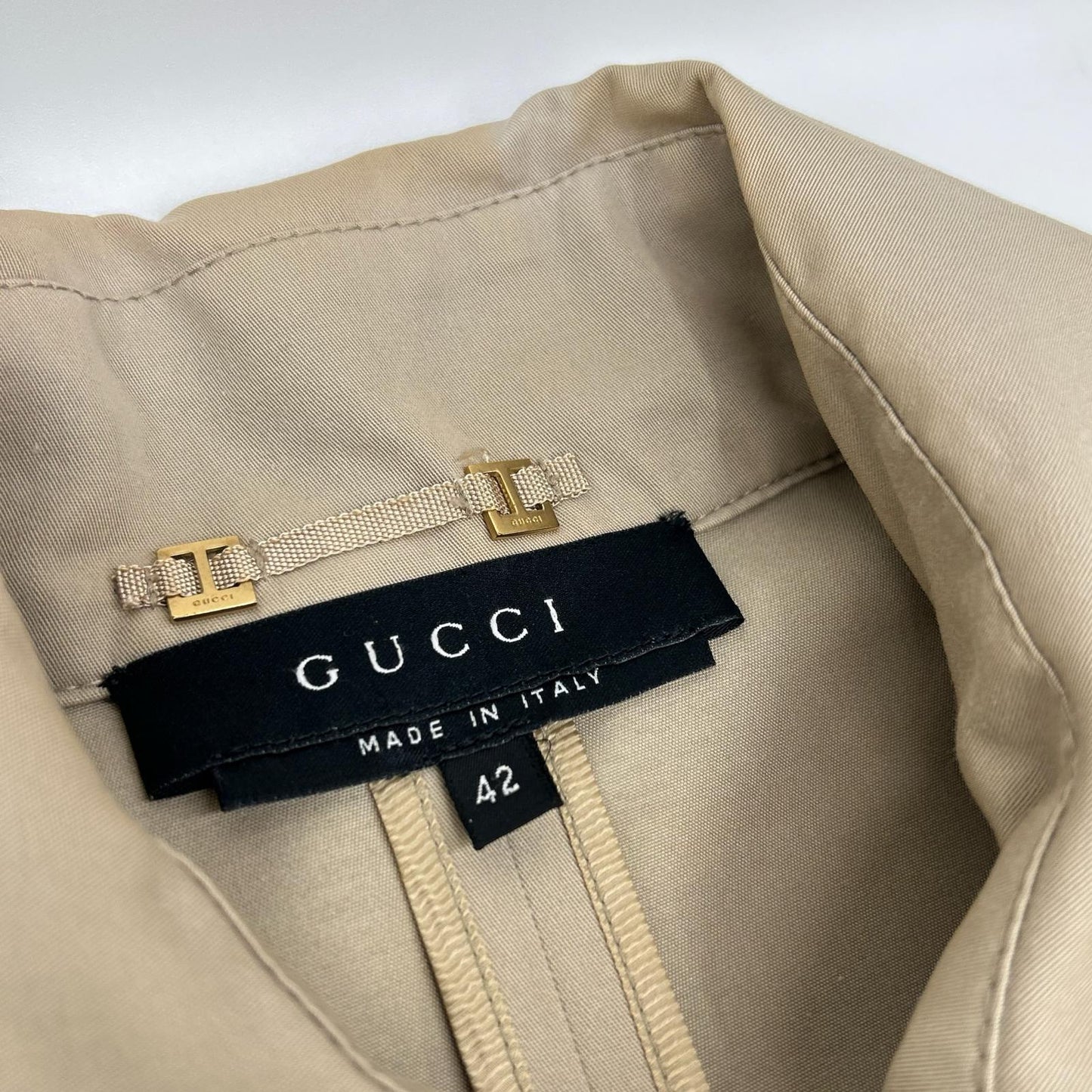 GUCCI グッチ 118107 ZF073 トム・フォード期 アイボリー ベルテッド ロングトレンチコート コート