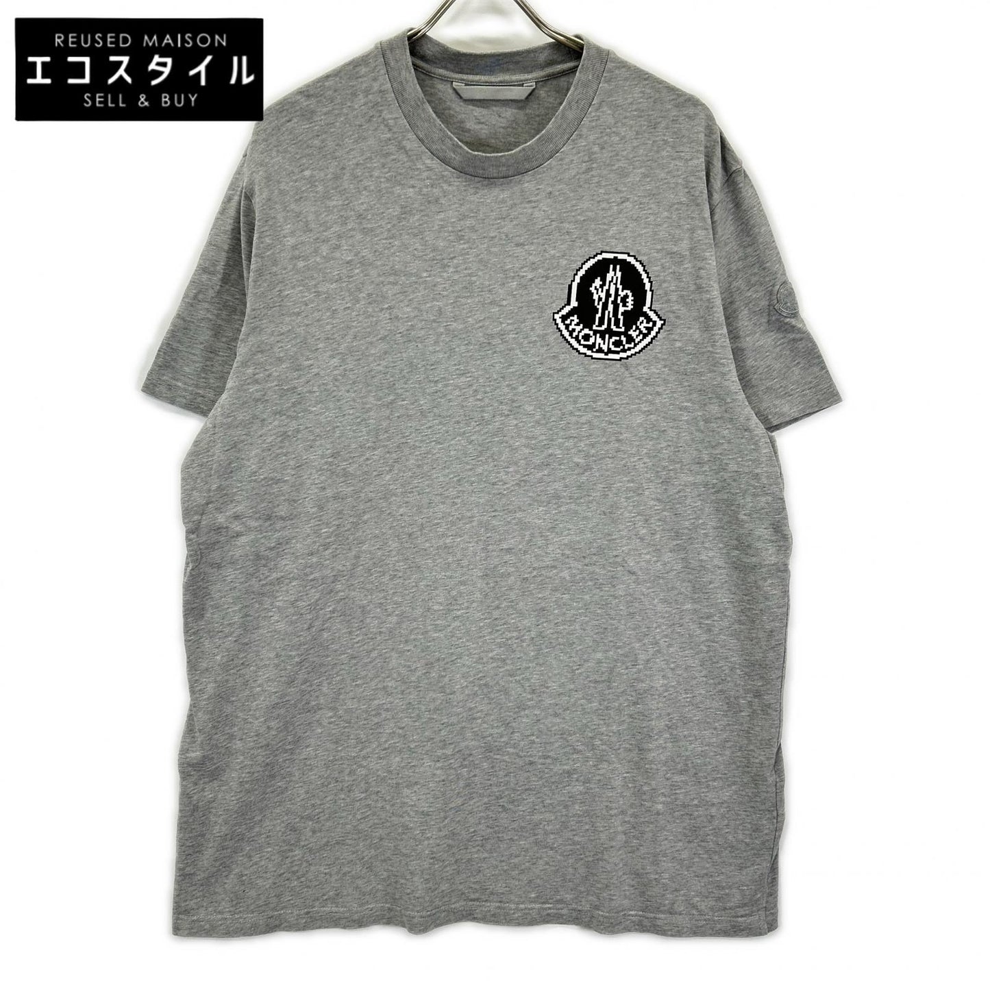 MONCLER モンクレール 23年 グレー ピクセルロゴ Tシャツ トップス