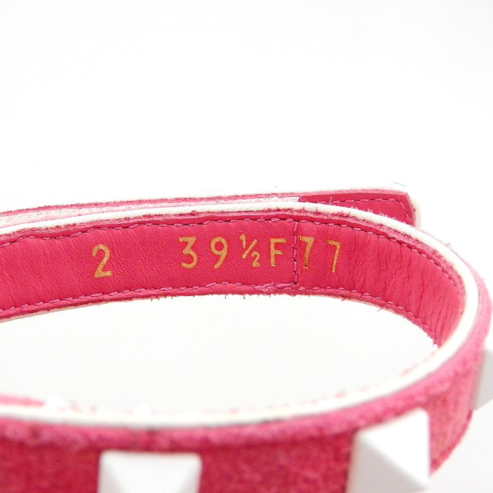 Valentino Garavani ヴァレンティノガラヴァーニ ロックスタッズ アンクルベルト サンダル レディース ピンク ホワイト39 1/2 PW2S0F77 シューズ