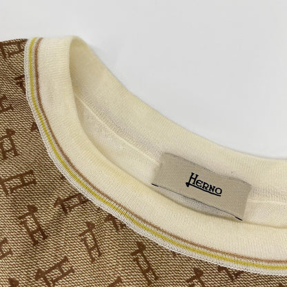 HERNO ヘルノ MG0001D-70028-1033 ブラウン Hモノグラム ニットドッキングカットソー トップス