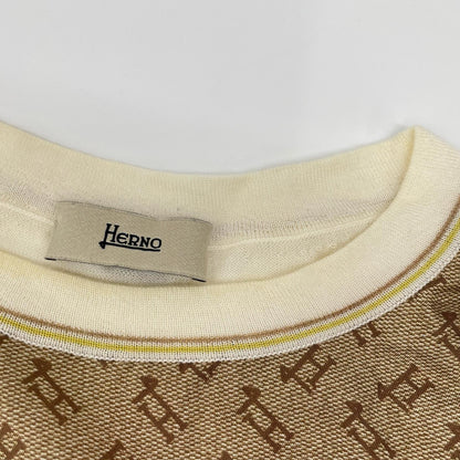 HERNO ヘルノ MG0001D-70028-1033 ブラウン Hモノグラム ニットドッキングカットソー トップス