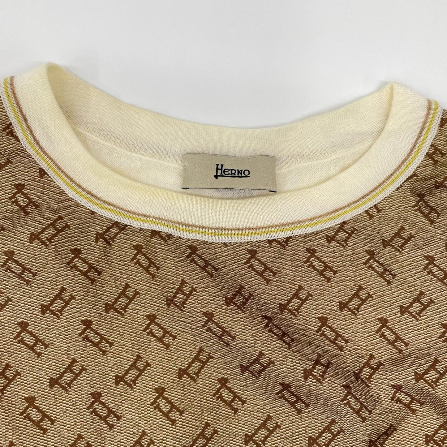HERNO ヘルノ MG0001D-70028-1033 ブラウン Hモノグラム ニットドッキングカットソー トップス