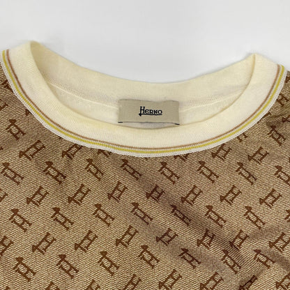 HERNO ヘルノ MG0001D-70028-1033 ブラウン Hモノグラム ニットドッキングカットソー トップス
