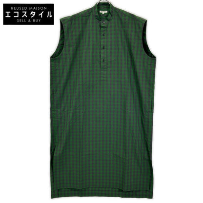 BLAMINK Blamink 7926-230-0341 green x purple block-check band-collar sleeveless maxi dress