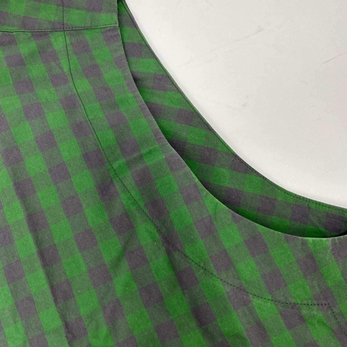 BLAMINK Blamink 7926-230-0341 green x purple block-check band-collar sleeveless maxi dress