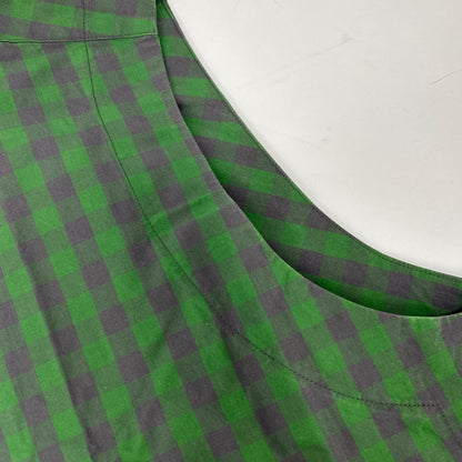 BLAMINK Blamink 7926-230-0341 green x purple block-check band-collar sleeveless maxi dress
