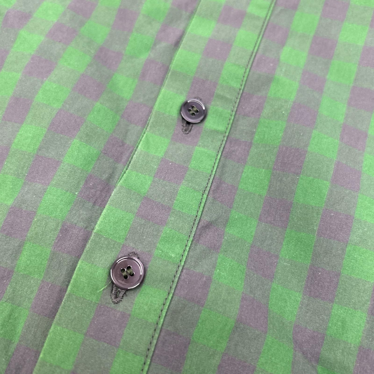 BLAMINK Blamink 7926-230-0341 green x purple block-check band-collar sleeveless maxi dress