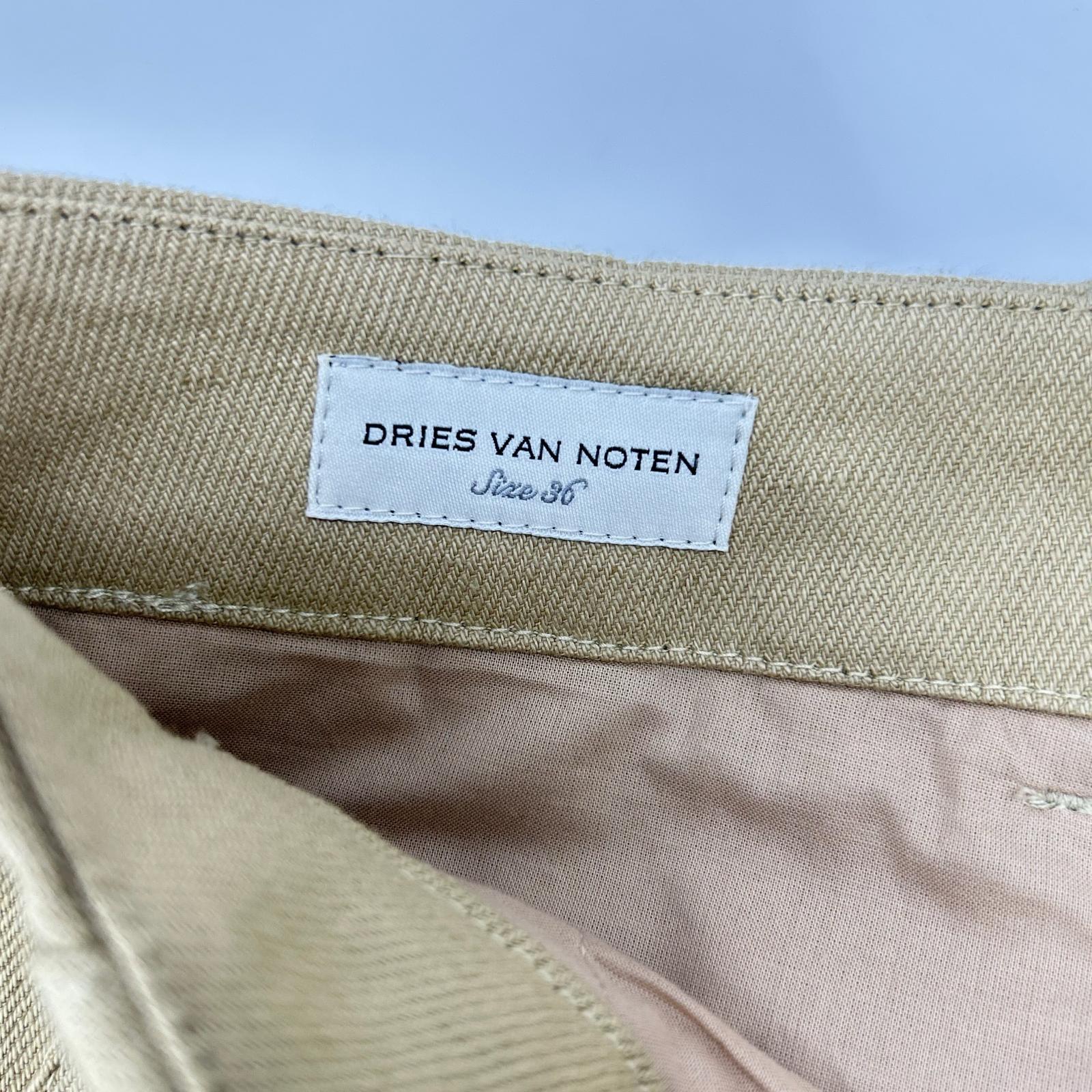 DRIES VAN NOTEN ドリスヴァンノッテン ベージュ コットン リネン ボタンフライ チノパンツ ボトムス