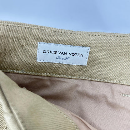 DRIES VAN NOTEN ドリスヴァンノッテン ベージュ コットン リネン ボタンフライ チノパンツ ボトムス