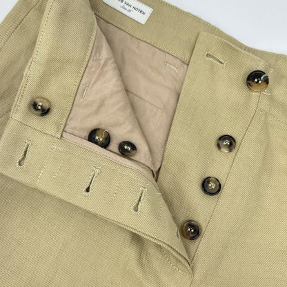 DRIES VAN NOTEN ドリスヴァンノッテン ベージュ コットン リネン ボタンフライ チノパンツ ボトムス