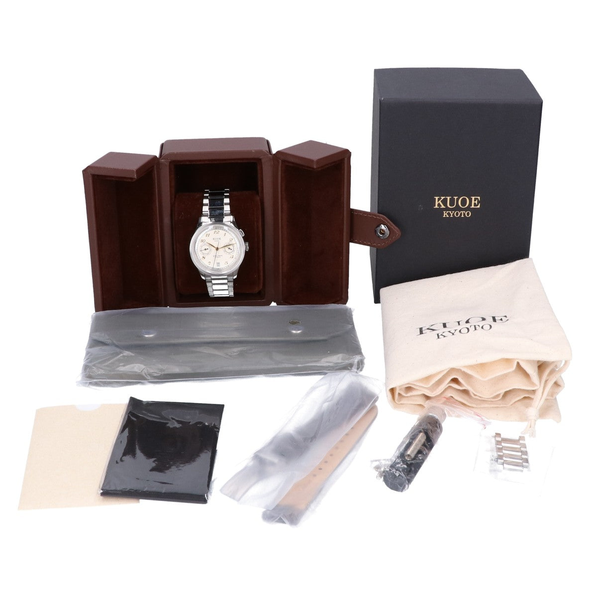 KUOE クオ 新品未使用 ROYAL SMITH 90-010 シボ加工ダイヤル トリプルカレンダー 自動巻き 腕時計