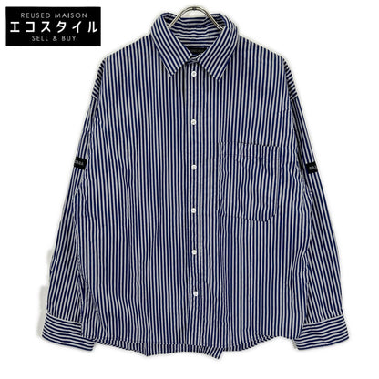 BALENCIAGA バレンシアガ 25年 857814 ブルー ロゴオーバーサイズシャツ トップス