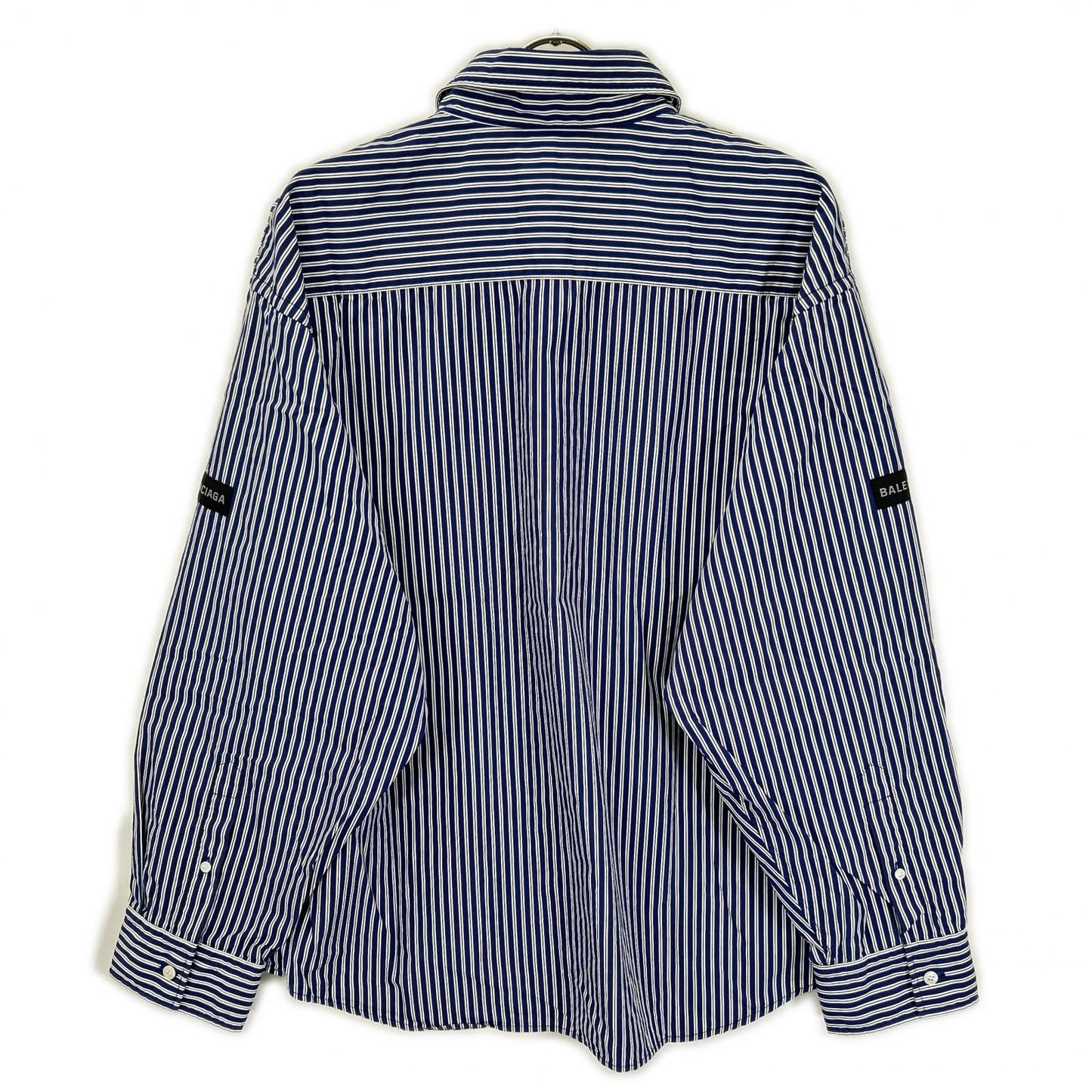 BALENCIAGA バレンシアガ 25年 857814 ブルー ロゴオーバーサイズシャツ トップス