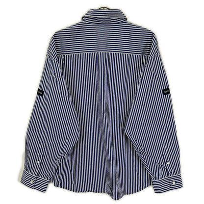 BALENCIAGA バレンシアガ 25年 857814 ブルー ロゴオーバーサイズシャツ トップス